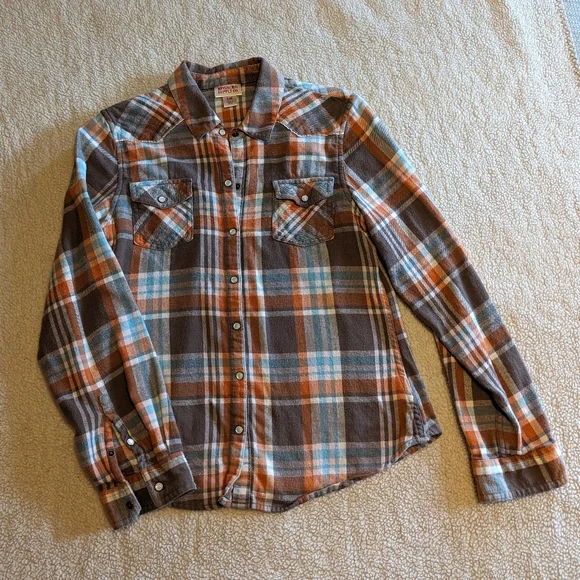 Mossimo Supply Co Flannel Pearl Snap Shirt M - Picture 2 of 7